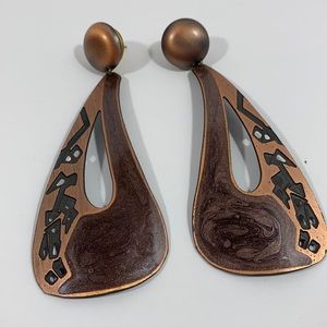 Vintage Copper Tone Statement Earrings